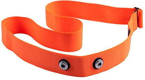 1neiSmartech Fascia Elastica Regolabile Per Cardio Frequenzimetro Garmin Polare Wahoo Bryton Cinturino In Tessuto Premium In Nylon E Spandex Con Attacco Sensori Distanza 45mm (Arancione)