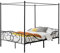 [en.casa] Himmelbett Finström 140x200cm Metall Bettrahmen mit Lattenrost Jugendbett Bettgestell Schwarz