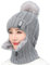 WANYIG 2 in 1 Winter Strickmütze Schal Mütze Set Wintermütze Beanie Damen Warme Loop Strickschal Winddichte Cap mit Fleecefutter 55-60CM (Grau)