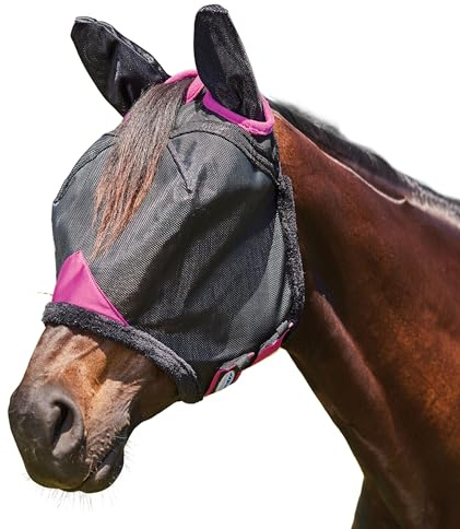 Weatherbeeta – hästflugmask Comfitec Deluxe, nätmaterial, hållbar (ponny) (svart/lila)