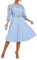IWFEV Lace Pleated Midi Dress With Puff Sleeve - Mid-Calf Length, Hollow Party Evening Wear, M, Light Blue