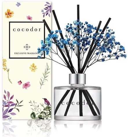 COCODOR Diffusore a Bastoncini con Vero Fiore Conservato/Puro Cotone (Pure Cotton) / 120ml / Diffusore per Ambiente, Profumatore Casa, Fragranza Ambiente, Regalo Donna