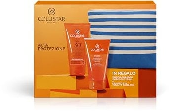 Collistar Cofanetto Solare Crema Abbronzante Protezione Ultra Viso-Corpo SPF 30 + in Regalo Doccia-Shampoo Doposole Idratante Restitutivo 150 ml + Pochette in tessuto 100% riciclato