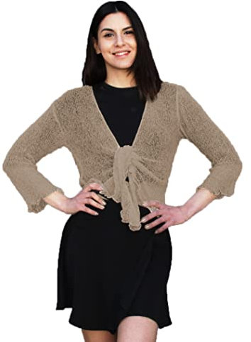 creazioni unique Cardigan Donna Primaverile Estivo Cardigan Donna Elegante in Rete di Viscosa Termica con Essenza di Fiore di Ciliegio (Beige)