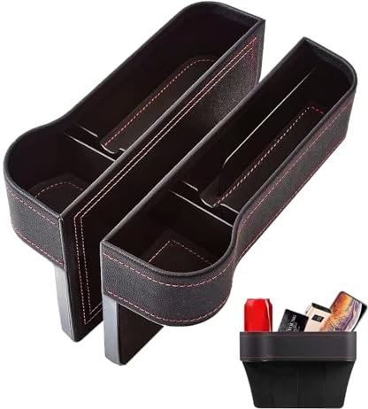 Vebetter 2PCS Auto Multifunktionale Aufbewahrungsbox, Autositz Gap Organizer Aufbewahrungsbox Organizer mit Becherhalter, Auto Getränkehalter, mit USB Ladeloch, Geldbörse, Karten, Münzen, Trinkbecher.