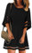 Vetinee Ladies Summer Sundress With Bell Sleeves - Women's Casual Beach Dress in Black - Size Small (Fits UK 8-10)