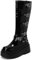 Roimaash Stylish Plateau Gotisch Stiefel Mid High Latex Punk Stiefel Keilabsatz Strappy Belt Zipper Runde Zehen Kampfstiefel Thick Sole Lack Black Size 40