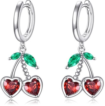 Vadmans Kirsche Ohrringe für Damen 925 Sterling Silber Kirsche Ohrringes Hängend Kirsches Ohrringe Tropfen Schmuck Geschenk für Mädchen