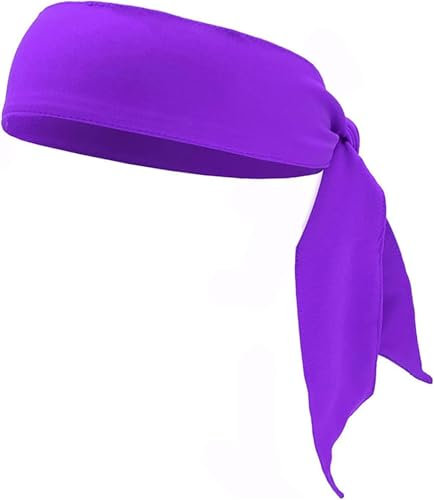 Lila Krawatten Stirnband, Sport-Stirnbänder für Männer, Frauen, Ninja, Karate, Tennis, Piraten-Stirnband und Bandana, Athletisches Schweißband Haarband für Basketball,Schweißtreibende Stirnbänder
