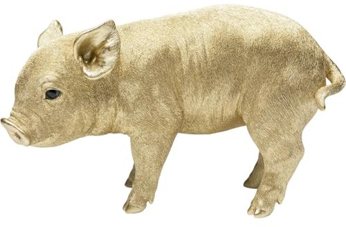 Kare Design Deko Figur Baby Pig, Gold, handgefertigt, Unikat, Deko Objekt fürs Wohnzimmer, für Regale, Glücksbringer, Tier Design, 23x38x14 cm (H/B/T)