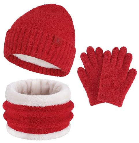 ZASFOU Kinder Winter Mütze Loop Schal Handschuhe Set 4 5 6 7 8 Jahre Kleinkinder Thermo Wintermütze Beanie Schlauchschal Mützen Geschenk für Jungen Mädchen