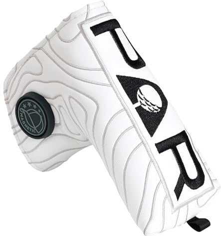 Golf Blade Ping-Typ Putterkopf-Abdeckung, Magnetverschluss, Golfschläger-Schutz, weißes PU-Leder, schwarze PAR-Muster-Stickerei