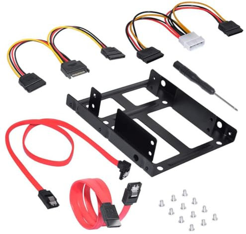 Laroal Kit de Montaje para Disco Duro Interno Dual de 2,5 a 3,5 Pulgadas Kit de Montaje SSD/HDD Compatible con PC de Escritorio NAS y actualizaciones de Almacenamiento de Servidor