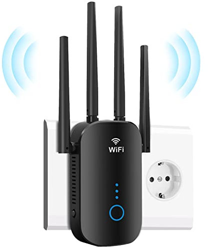 Répéteur WiFi Puissant Amplificateur WiFi Puissant avec Port Ethernet, Double Bande 5G & 2.4GHz Repeteur WiFi avec WPS, WiFi Extender Connexion Stable, WiFi Booster Compatible avec Toutes Les Routeurs