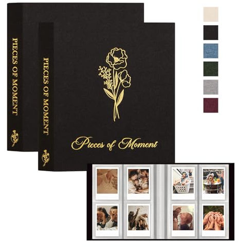 Lanpn 2 Stück Polaroid Fotoalbum Mini 208 Fotos Polaroid Buch Photo Album für Fujifilm Instax Mini 9 8 90 40 7 11 12 Evo LiPlay Sofortbildkamera Polaroid Snap PIC-300 Kodak Zink Fotopapier Schwarz