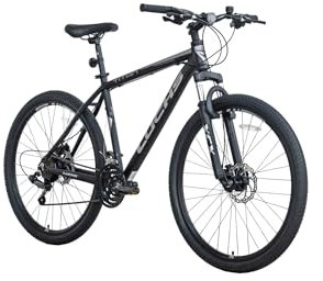 LUCHS Kaku & Titan Mountainbike, MTB Jungen und Herrenfahrrad Vielseitiges Fahrrad mit 24, 26, 27.5 oder 29 und Federgabel (Schwarz/Grau, 29 Zoll (Disc-Brake))