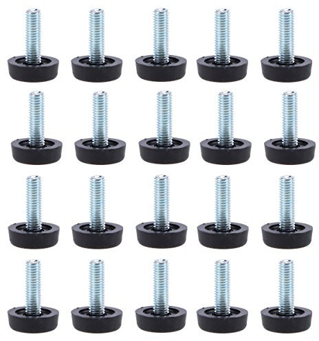 SZETOSY Pieds de Meubles réglables, Pieds de nivellage M8 x 24mm, Paquet de 20 Pieds de vis réglables en Hauteur de Meubles à Faible Bruit, Base en Plastique antidérapante