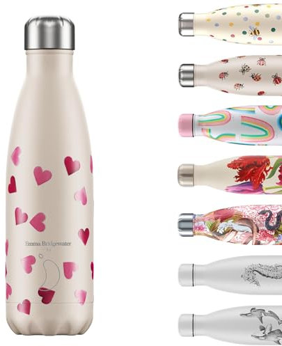 Chilly´s Trinkflasche EB Pink Hearts – auslaufsicher – aus Edelstahl – Wiederverwendbare Wasserflasche – 500 ml – B500EBHRT
