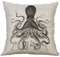 Xmiral Kissenbezüge Pillowcase Quadratischer Leinenmischung Zierkissenbezüge Krake Schwarz und weiß Drucken(B) 40×40