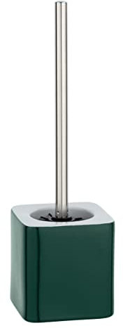 WENKO WC-Garnitur Elmo Grün Keramik - WC-Bürstenhalter mit Silikon-Bürste, Keramik, 12 x 39.5 x 12 cm, Grün