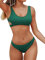 CUPSHE Damen Bikini Set U Ausschnitt Rückenfrei Bandeau Bikini Gerippte Bademode Cut-Out Zweiteiliger Badeanzug Blaugrün M