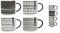 YöL Set of 4 Stacking Mugs Coffee Tea Cups Aztec Black Cream Grey New Bone China Large