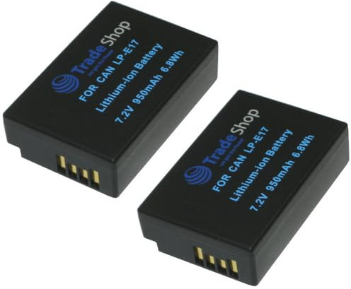 2X Trade-Shop Li-Ion Akku 950mAh Batterie für Canon LP-E17 EOS 200D 750D 760D 77D 8000D 800D Kiss X8i X9 X9i M3 M5 M6 Rebel SL2 T6i T6s T7i