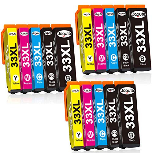 Jagute 15-Packungen 33XL Druckerpatronen Kompatibel für Epson 33 XL Multipack 33XL Patronen für Epson XP 7100 Druckerpatronen XP 900, XP 640, XP-530, XP-630, XP-635, XP-830, XP-540, XP-640, XP-645