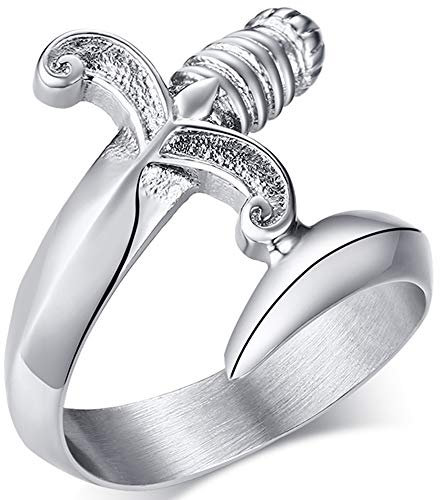 Stainless Steel Knife Dagger Style Cocktail Party Biker Ring