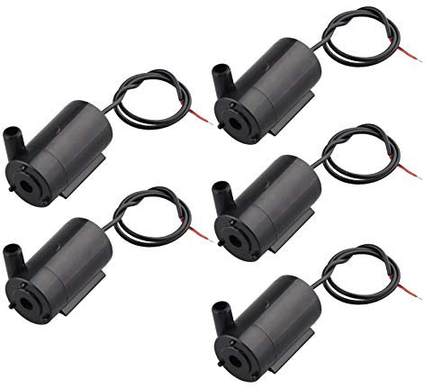 HALJIA 5PCS Mini Wasserpumpe, Motorpumpe Wasserpumpen DC 3V 5V Micro Mini-Tauchpumpe oder Aquarium-Aquarium, Micro-Motorpumpe Wasserpumpen Schwarz