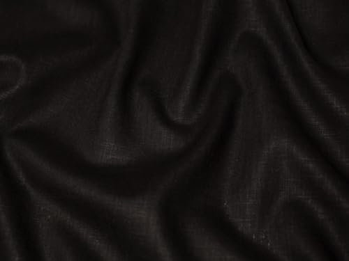 Minerva Strukturiertes 100 % Ramie-Leinen, schwarz, Meterware