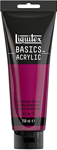 Liquitex 88700212 Basics - Peinture acrylique, peinture artistique monopigmentée, résistante à la lumière, qualité archive, finition satinée, tube de 250 ml - Magenta Quinacridone