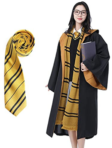 TOTOY Magier Hufflepuff Umhang und Hufflepuff Krawatte, Hufflepuff Robe, Zaubererrobe für Erwachsene 93204(XL)