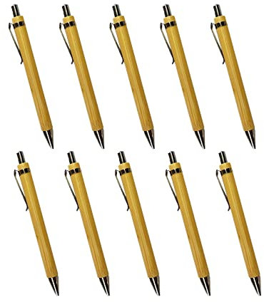 Eylkeup 10Pcs Bambus Kugelschreiber,Holzkugelschreiber Schreibgerät Bambus Holz-Kugelschreibern Set nachhaltig und umweltfreundlich