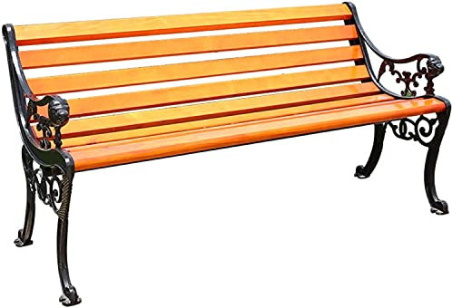 AMZOPDGS Terrassenbank, Parkbank, Outdoor-Gesprächscouch, Terrasse, Parkbank, Outdoor-Bank, Balkon, Garten, Holzlattenbank mit Rückenlehne, Gestell aus Gusseisen