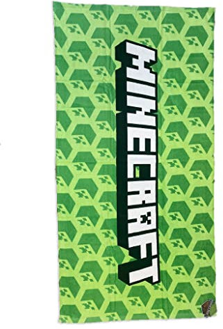 Fashion UK Minecraft Strandtuch, groß, 70 x 140 cm, 100 % Baumwolle, Modell Creeper Handtuch, offizielles Pool, Grün