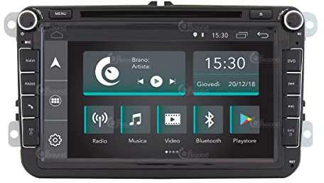 Jf Sound car audio system Autoradio Custom Fit per Volkswagen Android GPS Bluetooth WiFi Dab USB Full HD Touchscreen Display 9,Nero