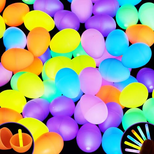 JOYIN OYIN 35 Ostern leuchtende Eier mit Mini-Leuchtstäben (70PCs Total) für Kinder Glow-in-the-Dark Osterkorb Füller Füller Geschenk, Ostereier jagen Spiel Party Favors Dekorationen Zubehör. (72)