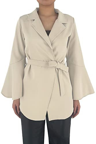 JOPHY & CO. Giacca Donna Maniche Lunghe a Campana con Cintura (cod. 6966) (XL, Beige)