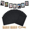 G2PLUS Papier Fotogirlande mit 20 Stück Rahmen, 11.5x15.5cm Schwarz Papier Fotorahmen, DIY Karton Bilderrahmen mit olzklammern & Hanfseil, Hängende Karton Albumrahmen für Dekoration