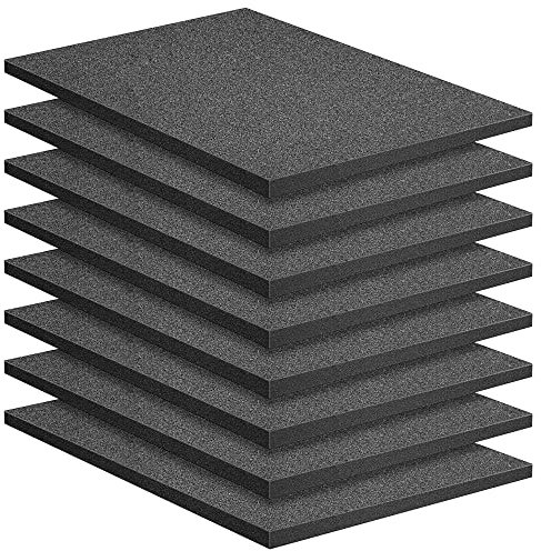 DECOHS 8 PCS Polyurethane Foam Sheet-16x12x1 Inch Cuttable Foam Inserts for Cases-Packing Foam Pads for Toolbox Camera Storage & Crafts, Black