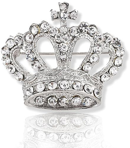 Broche De La Couronne,Broche De Cristal De La Couronne,Cristal Transparent Broche De La Couronne Pour Les Femmes,Vêtements,Robe à Rabat,Chemise (a)