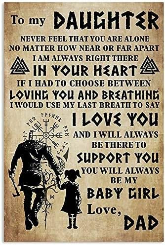 Poster, Metallschild mit Aufschrift Dad To Daughter I Use My Last Breathing Toay I Love You, 20 x 30 cm