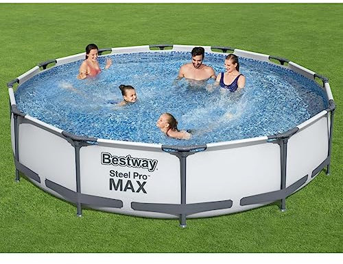 Piscina Rectangular Plegable, Piscina de Acero Pro MAX 6473 L con Bomba de filtración + Parche de reparación Paredes Laterales Resistente de 3 Capas + Resistente a radiación UV y al Cloro, 366x76 cm
