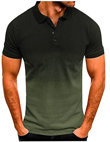 W 91 Steinhart Uhren Herrenmode Casual Sports Gradient Kurzarm Shirt Top Uhr Kinder Jungen Hemd Jugendliche Herren (Army Green, M)