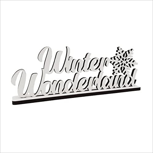Melis Deko-Schriftzug Winter-Wonderland – Winter-deko Weihnachts-deko aus Holz in weiß – 20cm