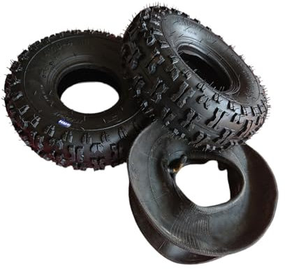 HMParts 2 neumáticos cuádruples 4.10-4 con 2 cámaras para ATV, quad, tractor de césped, cortacésped, quad infantil, quad, quitanieves