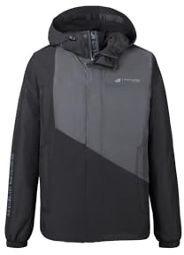 ASUS ROG Space Windbreaker Gaming Jacke (winddichte und wasserabweisende Jacke, atmungsaktive Mesh-Innenseite, schwarz / grau)