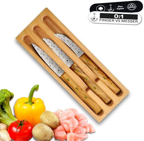 Gemüsemesser 3er Set Premium, Solingen, Extrascharf, Rostfrei - Schälmesser, Küchenmesser Obst, Gemüse & Fleisch, Zöppken, Kneipchen
