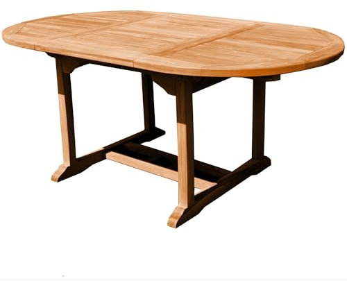Teako Design Esstisch ausziehbar Mantua Teak Massivholz, Verschiedene Größen, Rechteckig, Massivholz, Outdoor-Möbel, Garten Zubehör, Holztisch, Robsut und Wetterbeständig (100 x 180-240 cm)
